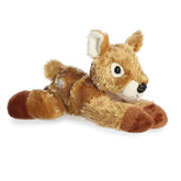A brown fawn plush toy from Mini Flopsie by Aurora with white spots and expressive eyes.
